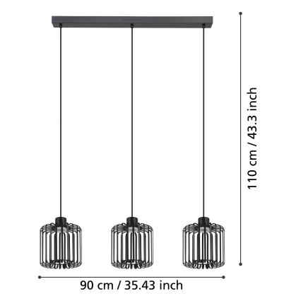 Eglo - Suspension filaire RGBW à intensité variable 3xLED/3,7W/230V 2700-6500K