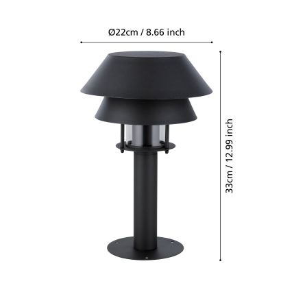 Eglo - Lampadaire d'extérieur 1xE27/40W/230V 33 cm IP65