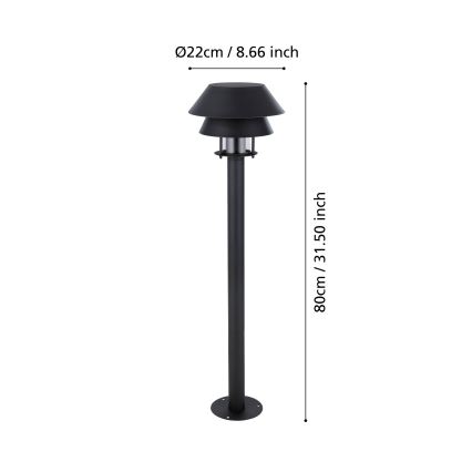 Eglo - Lampadaire d'extérieur 1xE27/40W/230V 80 cm IP65