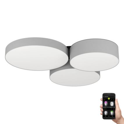 Eglo - Plafonnier LED RGBW à intensité variable 3xLED/7,5W/230V 2700-6500K gris