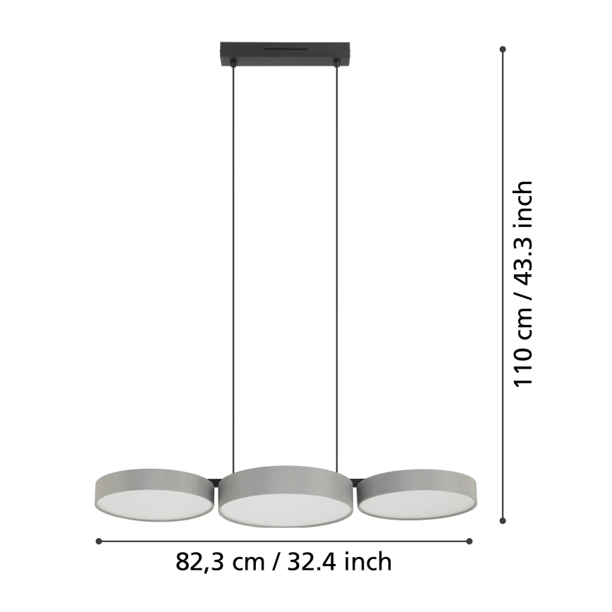 Eglo - LED RGBW Suspension filaire à intensité variable 3xLED/7,5W/230V 2700-6500K gris