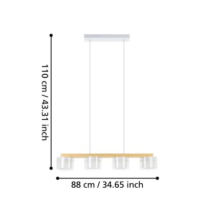 Eglo - Suspension filaire RGBW à intensité variable 4xLED/3,7W/230V 2700-6500K