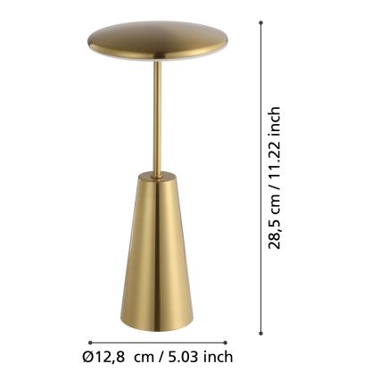 Eglo - Lampe d'extérieur tactile à intensité variable LED/2,8W/5V 2400K/3000K/4000K 5200 mAh IP54 doré