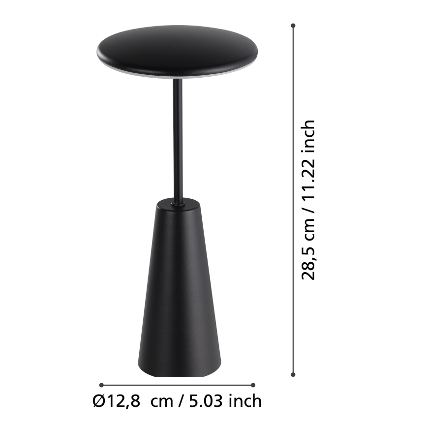 Eglo - Lampe d'extérieur tactile à intensité variable LED/2,8W/5V 2400K/3000K/4000K 5200 mAh IP54 noir