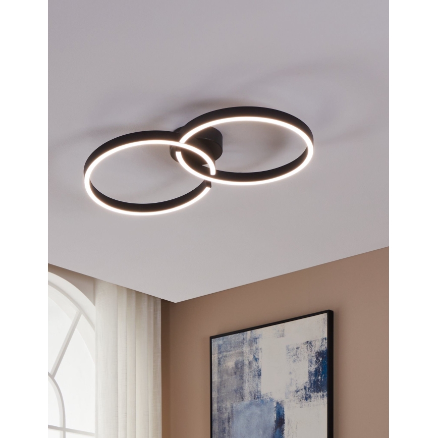Eglo 900955 - Plafonnier LED RGBW à intensité variable LED/19,5W/230V 2700-6500K noir + télécommande