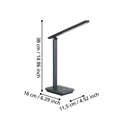 Eglo - LED Lampe de table à intensité variable rechargeable LED/3,6W/5V 1800mAh gris