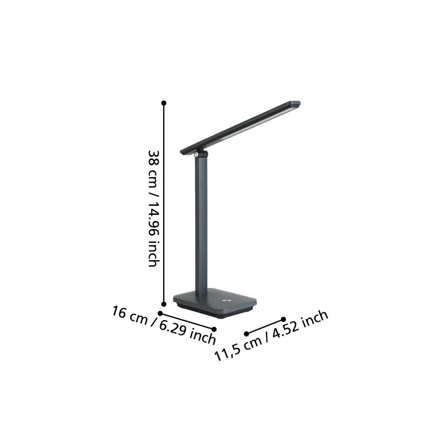Eglo - LED Lampe de table à intensité variable rechargeable LED/3,6W/5V 1800mAh gris