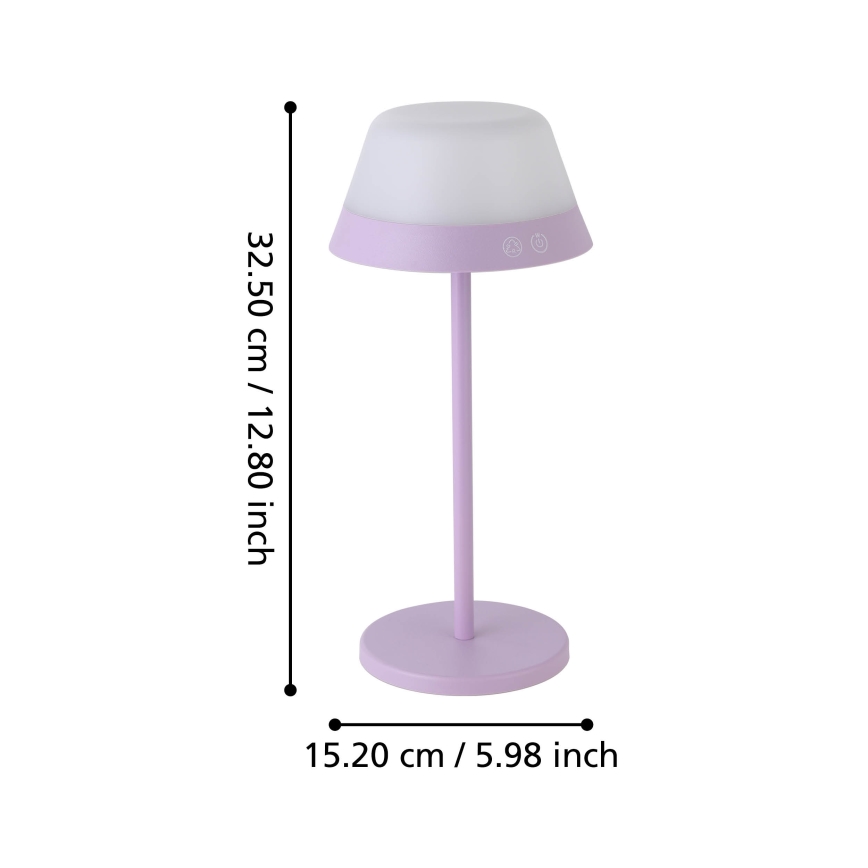 Eglo - Lampe tactile d'extérieur RGBW à intensité variable 2en1 LED/1,5W/5V 2600 mAh IP54 violet