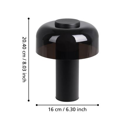 Eglo - Lampe tactile d'extérieur à intensité variable LED/2,25W/5V 2400-4000K 5200 mAh IP44 noir