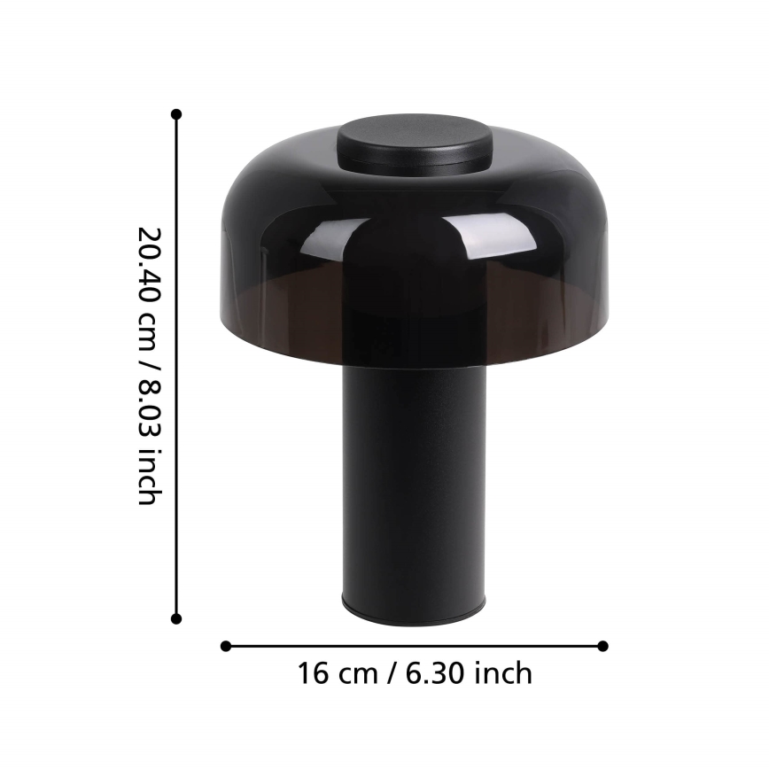 Eglo - Lampe tactile d'extérieur à intensité variable LED/2,25W/5V 2400-4000K 5200 mAh IP44 noir