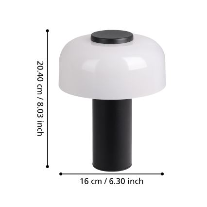 Eglo - Lampe tactile d'extérieur à intensité variable LED/2,25W/5V 2400-4000K 5200 mAh IP44 noir/blanc