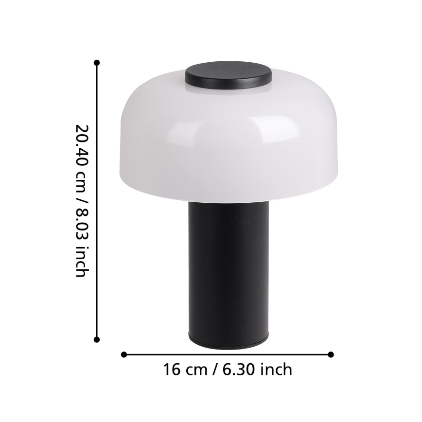 Eglo - Lampe tactile d'extérieur à intensité variable LED/2,25W/5V 2400-4000K 5200 mAh IP44 noir/blanc