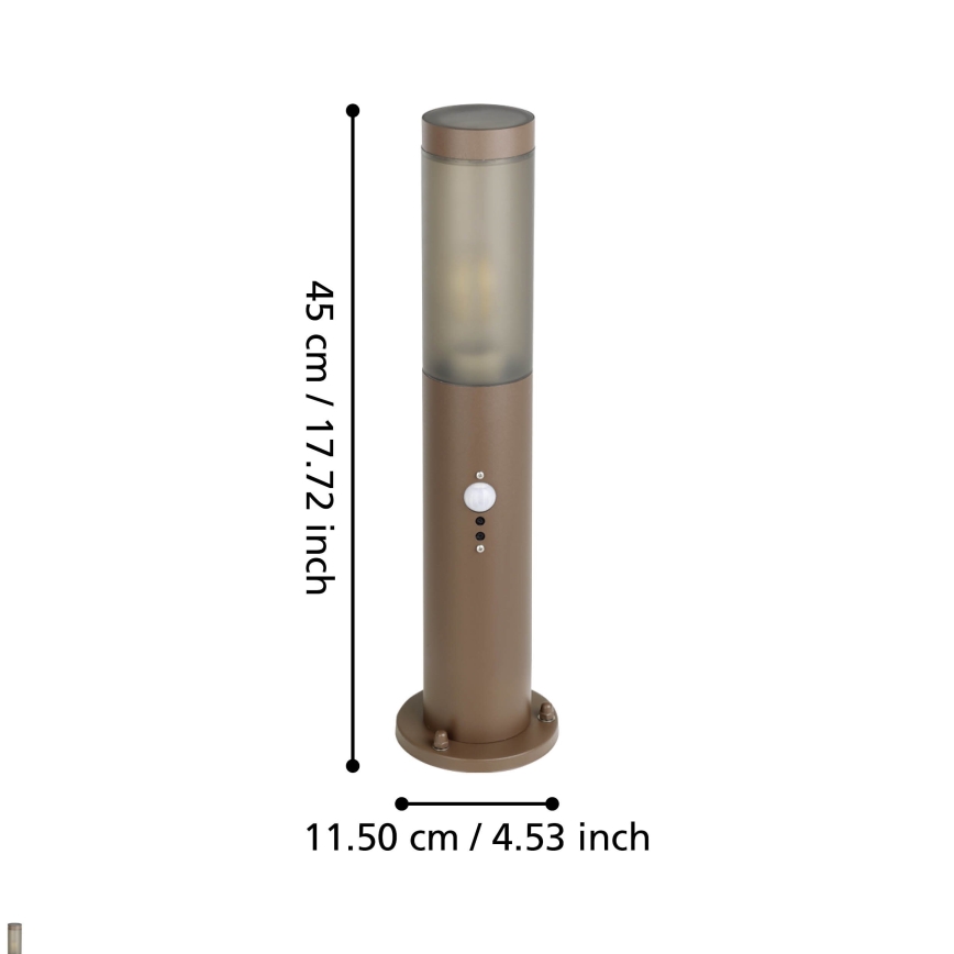 Eglo - Lampe extérieure avec détecteur 1xE27/15W/230V 45 cm IP44