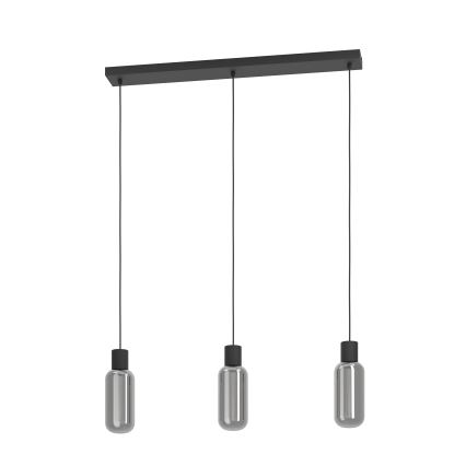 Eglo - Suspension sur câble 3xE27/4W/230V noir/fumé