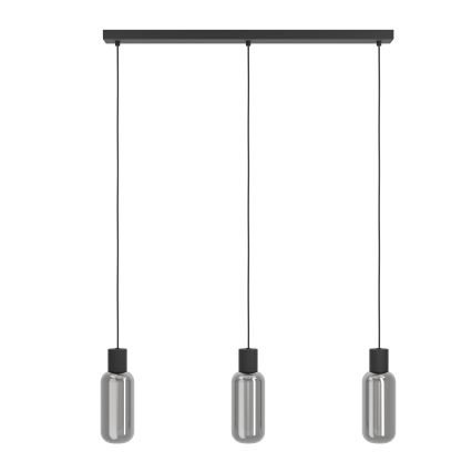 Eglo - Suspension sur câble 3xE27/4W/230V noir/fumé
