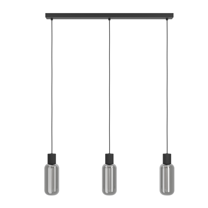 Eglo - Suspension sur câble 3xE27/4W/230V noir/fumé