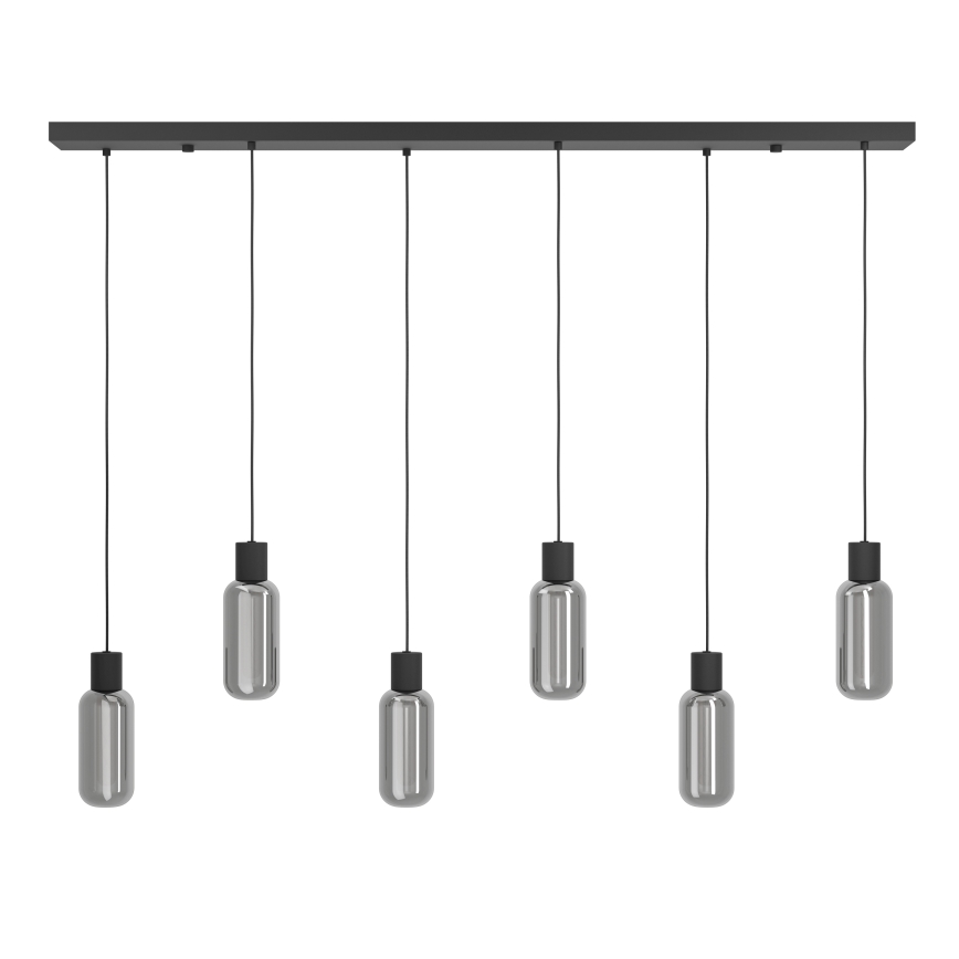 Eglo - Suspension sur câble 6xE27/4W/230V noir/fumé