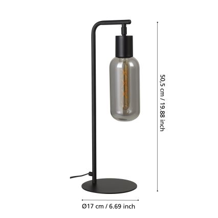 Eglo - Lampe de table 1xE27/4W/230V noir/verre fumé