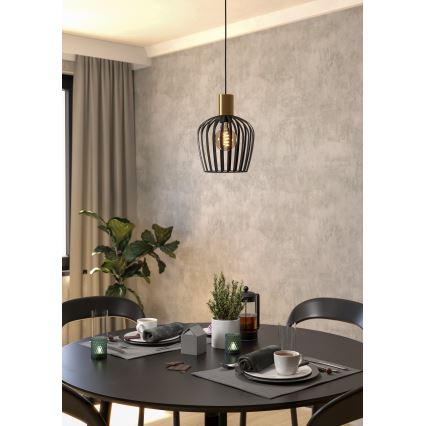 Eglo - Suspension filaire 1xE27/40W/230V noir/doré