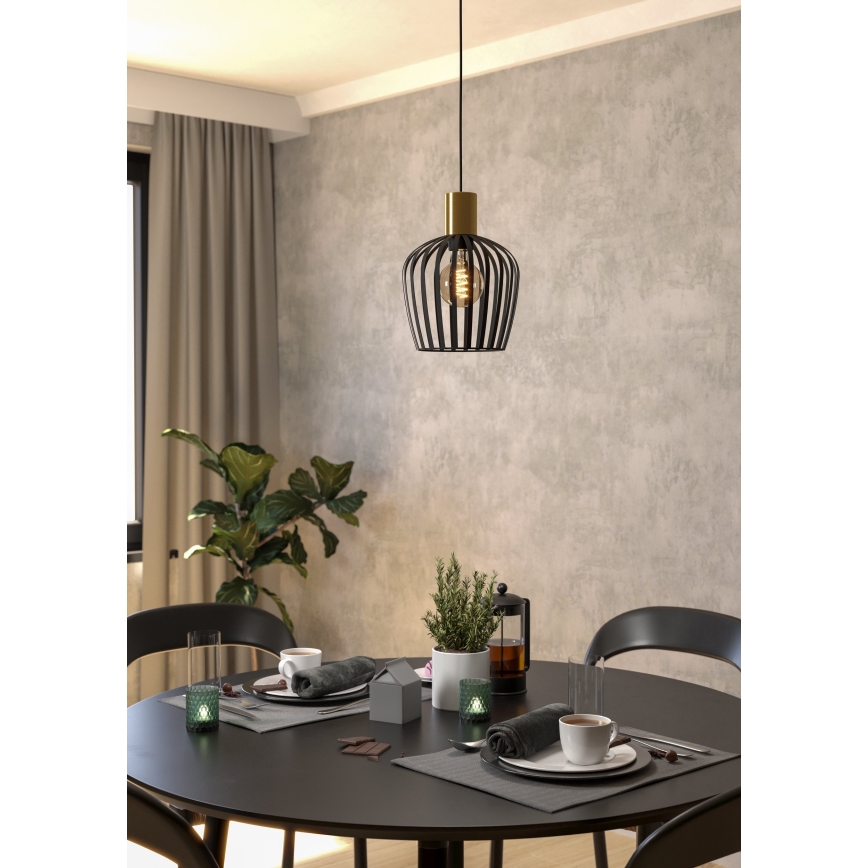 Eglo - Suspension filaire 1xE27/40W/230V noir/doré