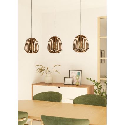 Eglo - Suspension sur câble 3xE27/40W/230V bronze