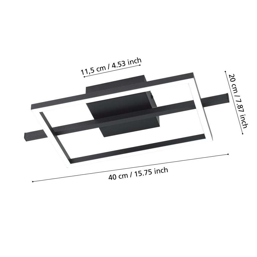 Eglo - Plafonier RGBW à intensité variable LED/17W/230V 2700-6500K noir + télécommande
