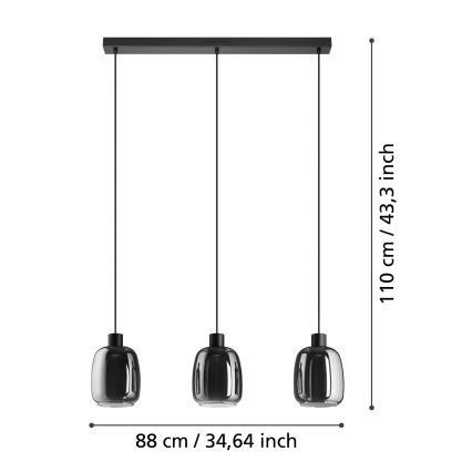 Eglo - Suspension filaire RGBW à intensité variable 3xLED/3,7W/230V 2700-6500K gris