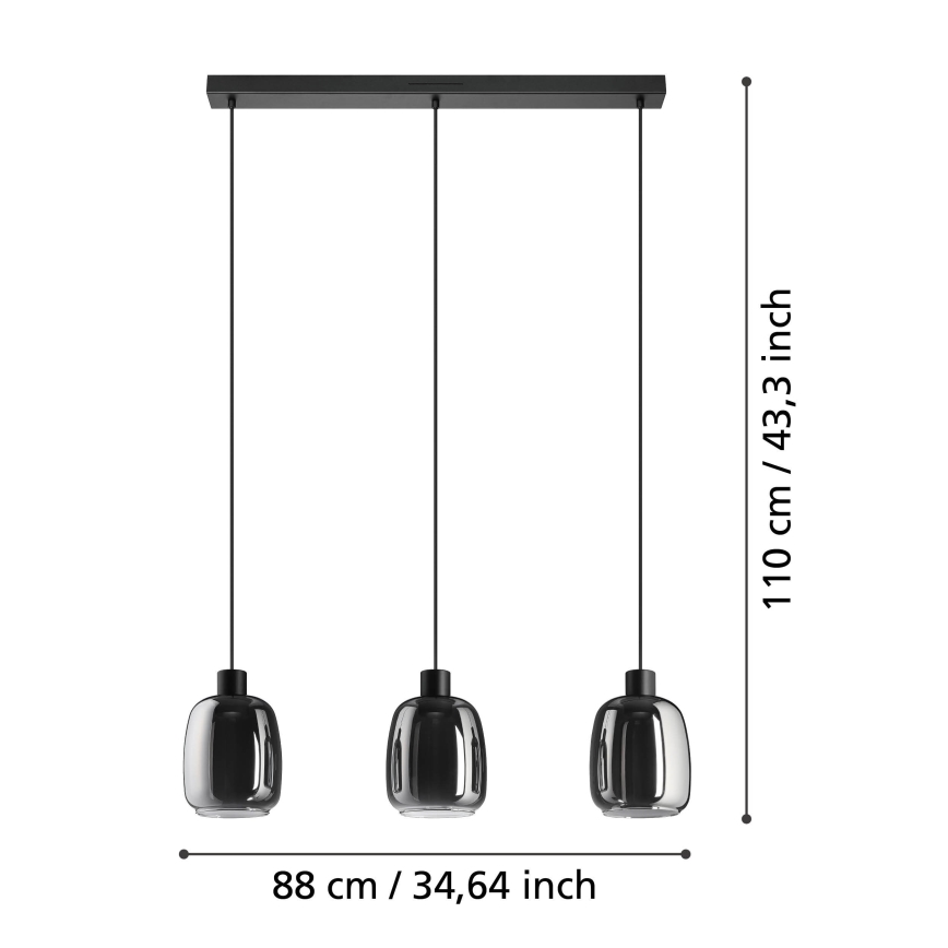 Eglo - Suspension filaire RGBW à intensité variable 3xLED/3,7W/230V 2700-6500K gris