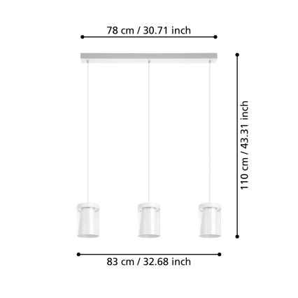 Eglo - Suspension filaire RGBW à intensité variable 3xLED/3,7W/230V 2700-6500K blanc ZigBee
