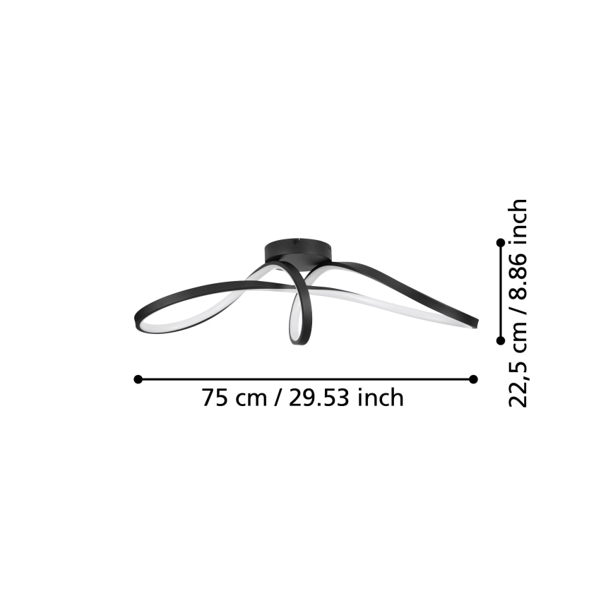 Eglo - Plafonier RGBW à intensité variable LED/22W/230V 2700-6500K noir