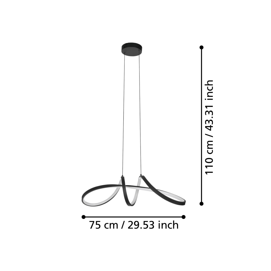 Eglo - Suspension filaire RGBW à intensité variable LED/22W/230V 2700-6500K noir