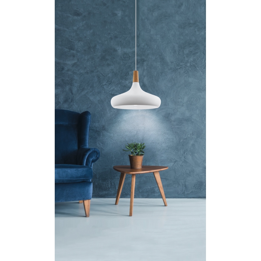 Eglo - Suspension filaire 1xE27/40W/230V d. 40 cm blanc - FSC certifié