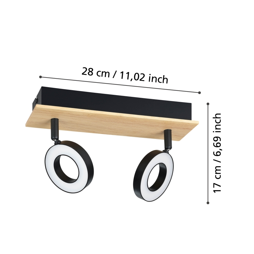 Eglo - Spot LED 2xLED/4,2W/230V noir/marron