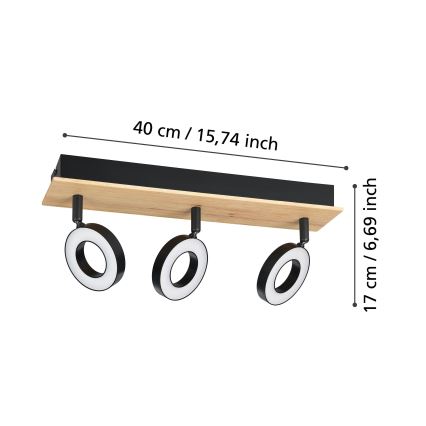 Eglo - Spot LED 3xLED/4,2W/230V noir/marron