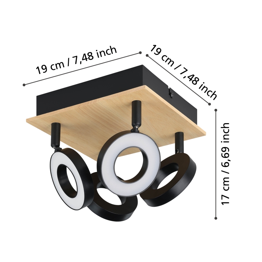 Eglo - Spot LED 4xLED/4,2W/230V noir/marron