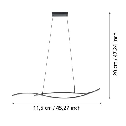 Eglo - Suspension filaire LED/20W/230V 4000K noir