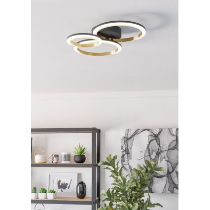 Eglo - Plafonnier à intensité variable LED/20W/230V 4000K noir/doré