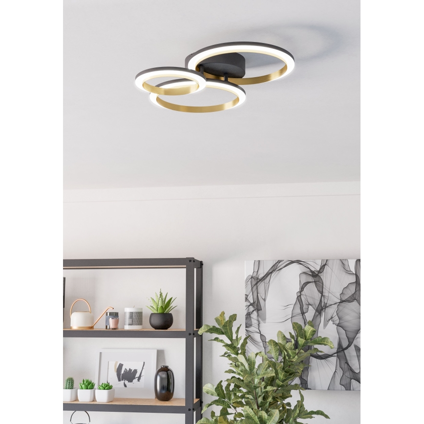 Eglo - Plafonnier à intensité variable LED/20W/230V 4000K noir/doré