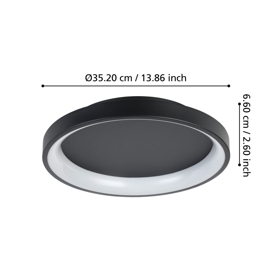 Eglo - Plafonnier à intensité variable LED/12W/230V 2700-6500K noir + télécommande