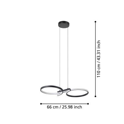 Eglo - Suspension filaire LED/21W/230V 3000K noir