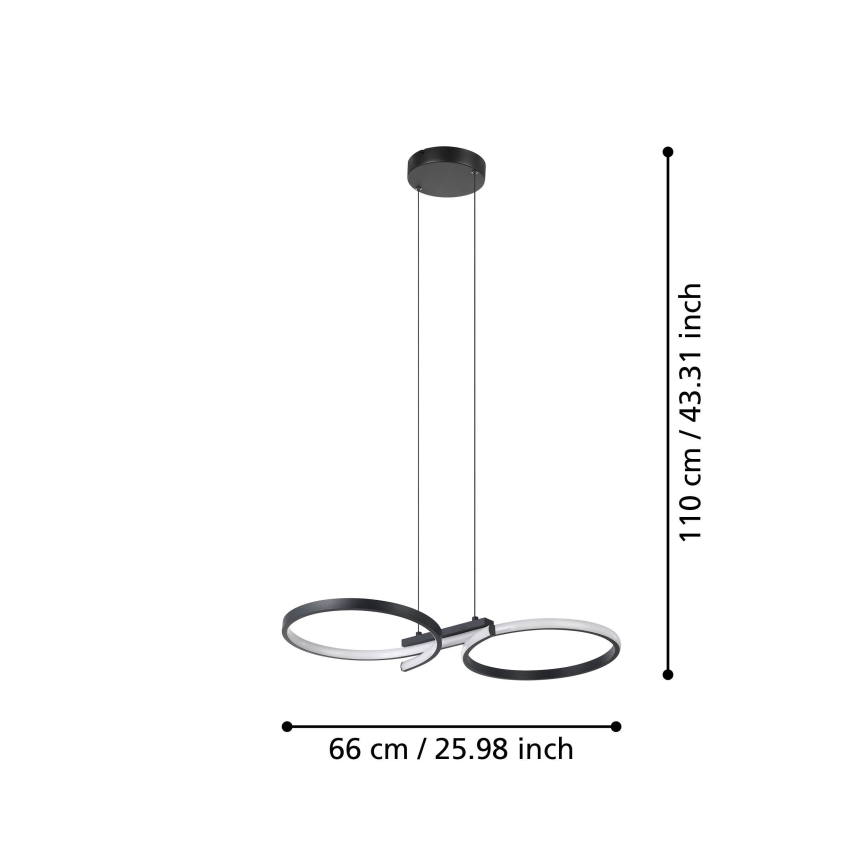 Eglo - Suspension filaire LED/21W/230V 3000K noir