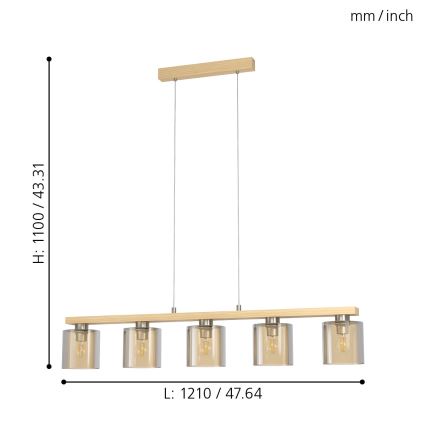 Eglo - Suspension sur câble 5xE27/28W/230V