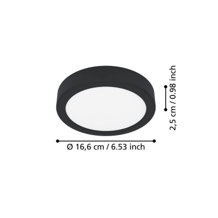 Eglo - Plafonnier LED LED/7,5W/230V 2700/4000/6500K Ø 16,6 cm noir