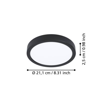 Eglo - Plafonnier LED FUEVA LED/11,5W/230V 2700/4000/6500K Ø 21,1 cm noir