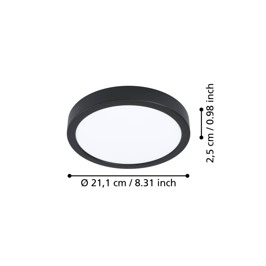 Eglo - Plafonnier LED FUEVA LED/11,5W/230V 2700/4000/6500K Ø 21,1 cm noir