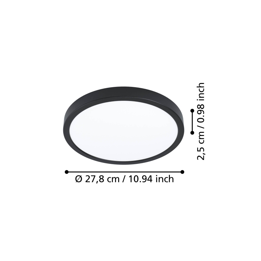 Eglo - Plafonnier LED LED/14,2W/230V 2700/4000/6500K Ø 27,8 cm noir