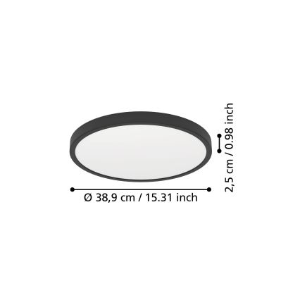 Eglo - Plafonnier LED 17W/230V 2700/4000/6500K Ø 38,9 cm noir
