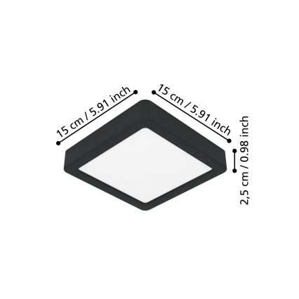 Eglo - Plafonnier LED/7W/230V 2700/4000/6500K 15x15cm noir