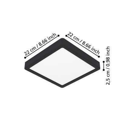 Eglo - LED Plafonnier LED/10,5W/230V 2700/4000/6500K 22x22cm noir