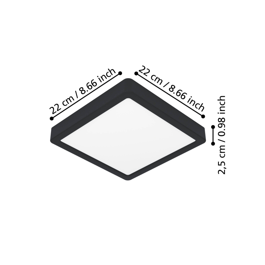 Eglo - LED Plafonnier LED/10,5W/230V 2700/4000/6500K 22x22cm noir